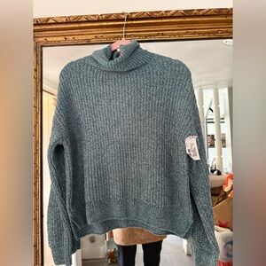 dip Textured Teal Turtleneck Sweater